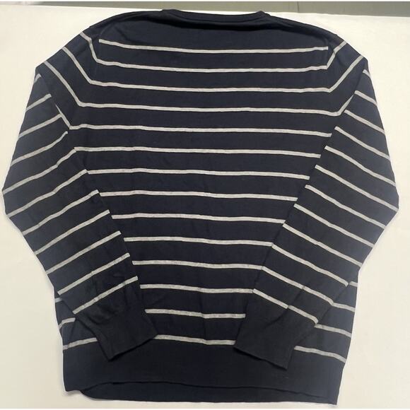 Lot Of 2- J Crew Men's Harbor Cotton Sweaters XL Crewneck Striped Navy Gray - Picture 6 of 10